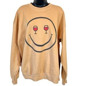 Project Social T Los Angeles Smiley Winey Oversized Gold Crewneck Size Large/XL